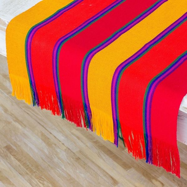 Alternate image for Multicolor Striped Cotton Table Runner from Guatemala Sunset Glory