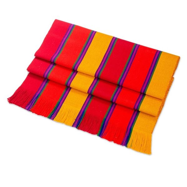 Alternate image for Multicolor Striped Cotton Table Runner from Guatemala Sunset Glory