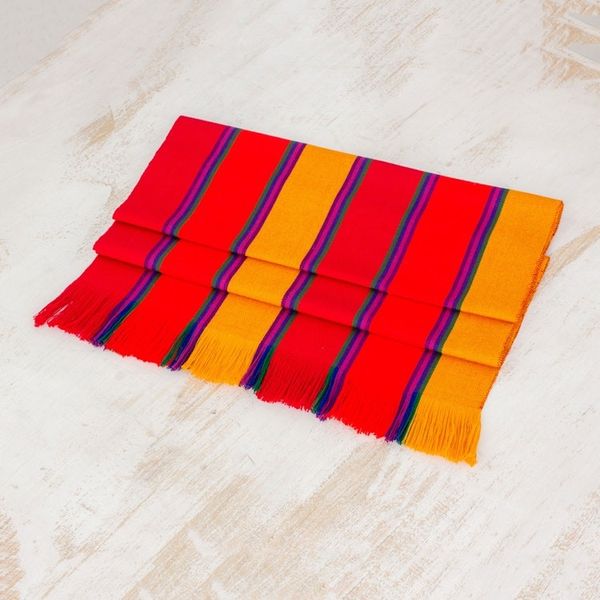 Alternate image for Multicolor Striped Cotton Table Runner from Guatemala Sunset Glory