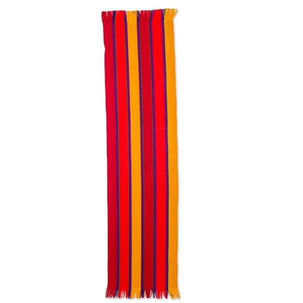 Alternate image for Multicolor Striped Cotton Table Runner from Guatemala Sunset Glory