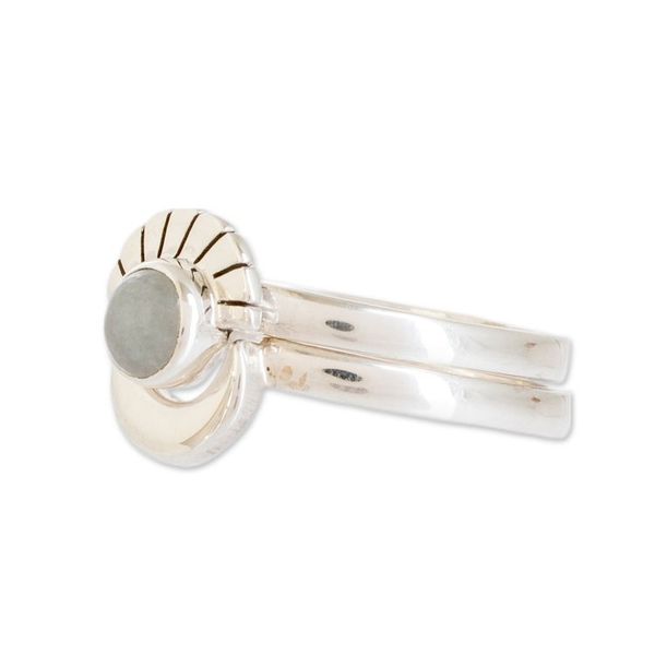 Alternate image for Polished Moon-Themed Natural Jade Stacking Rings Set of 2 Eclipse on the Moon