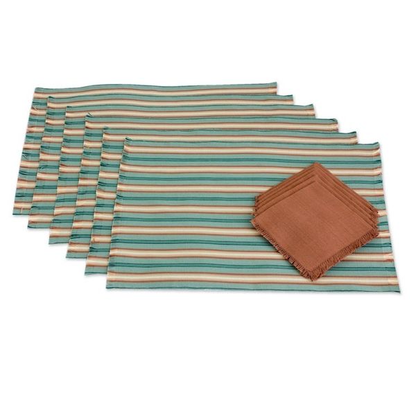 Alternate image for Six Cotton Placemats and Napkins in Celadon and Russet Celadon Trails
