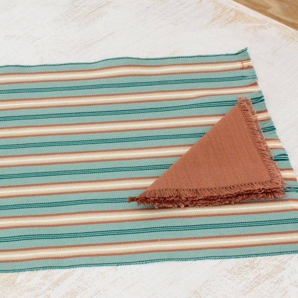 Alternate image for Six Cotton Placemats and Napkins in Celadon and Russet Celadon Trails
