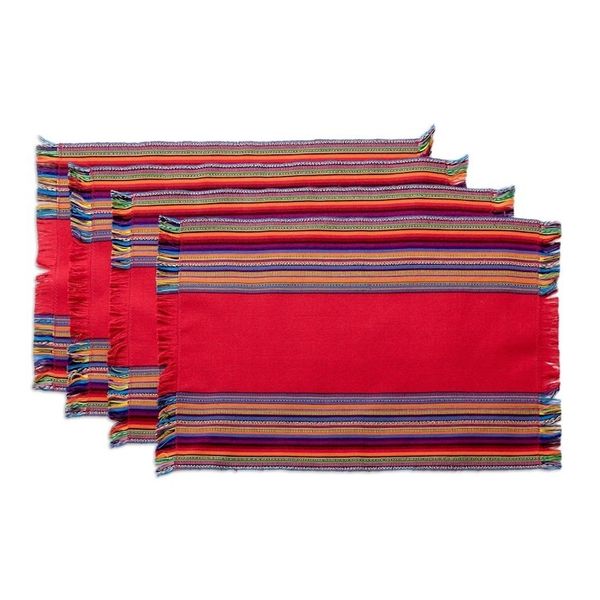 Alternate image for Handwoven Cotton Crimson Placemats with Napkins Set of 4 Crimson Custom