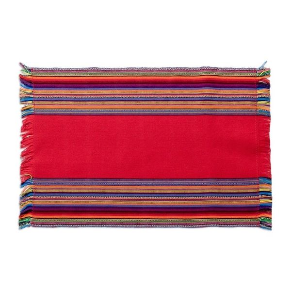 Alternate image for Handwoven Cotton Crimson Placemats with Napkins Set of 4 Crimson Custom