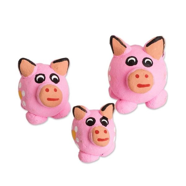 Alternate image for Set of 3 Pink Pig Ceramic Figurines Handcrafted in Guatemala Pink Pig Family