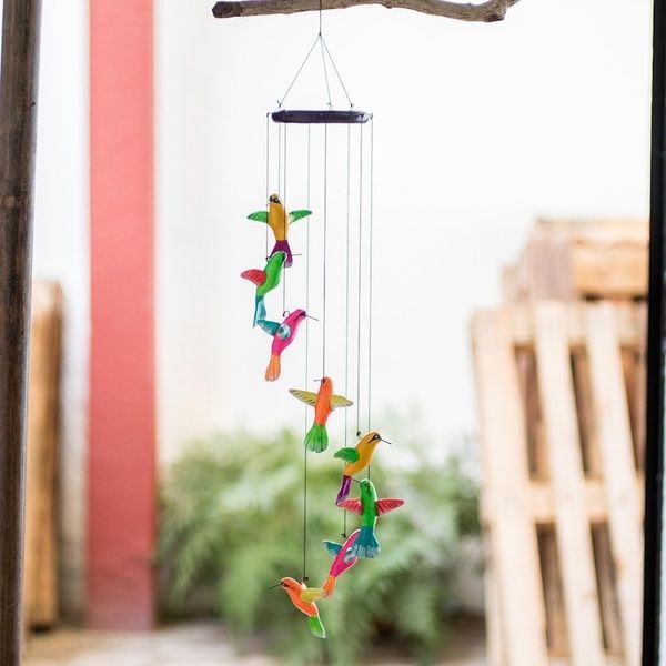 Alternate image for Ceramic Mobile with Eight Multicolored Hummingbirds Circling Hummingbirds
