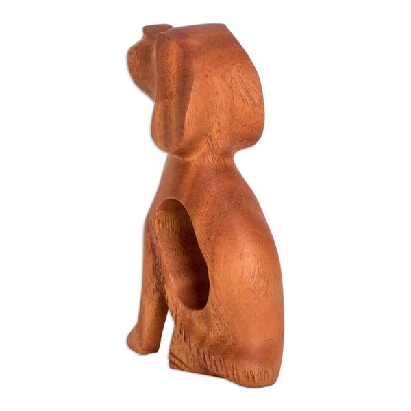 Alternate image for Inspirational Mahogany Wood Dog Figurine Carved in Guatemala Unconditional Pal
