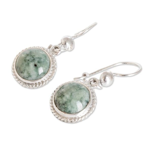 Alternate image for Hand Made Sterling Silver Dangle Jade Earrings Mixco Moon