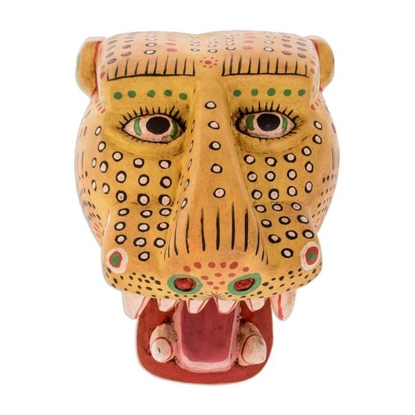 Alternate image for Unique Wood Wall Art Mask Maya Jaguar