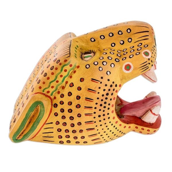 Alternate image for Unique Wood Wall Art Mask Maya Jaguar