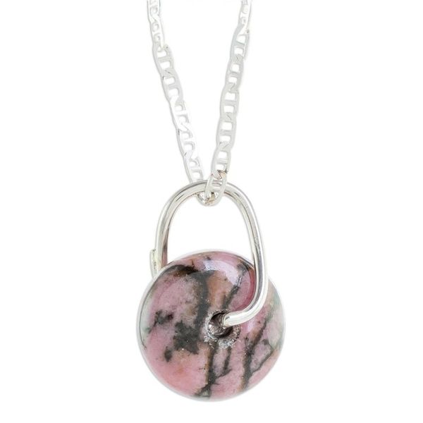 Alternate image for Round Rhodonite Pendant Necklace from Guatemala Wheel of Fortune