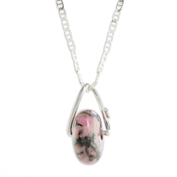 Alternate image for Round Rhodonite Pendant Necklace from Guatemala Wheel of Fortune