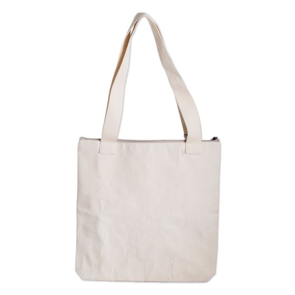 Alternate image for Traditional Patterned Zippered Ivory Cotton Tote Bag Celestial Paths