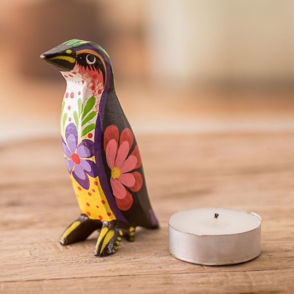 Alternate image for Multicolored Hand Painted Penguin Figurine Emperor Penguin