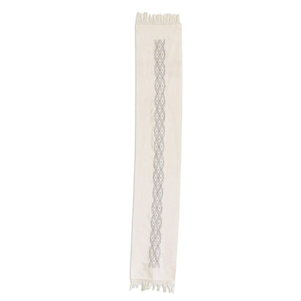 Alternate image for Hand Crafted Ivory Cotton Table Runner Coban Diamonds in Currant