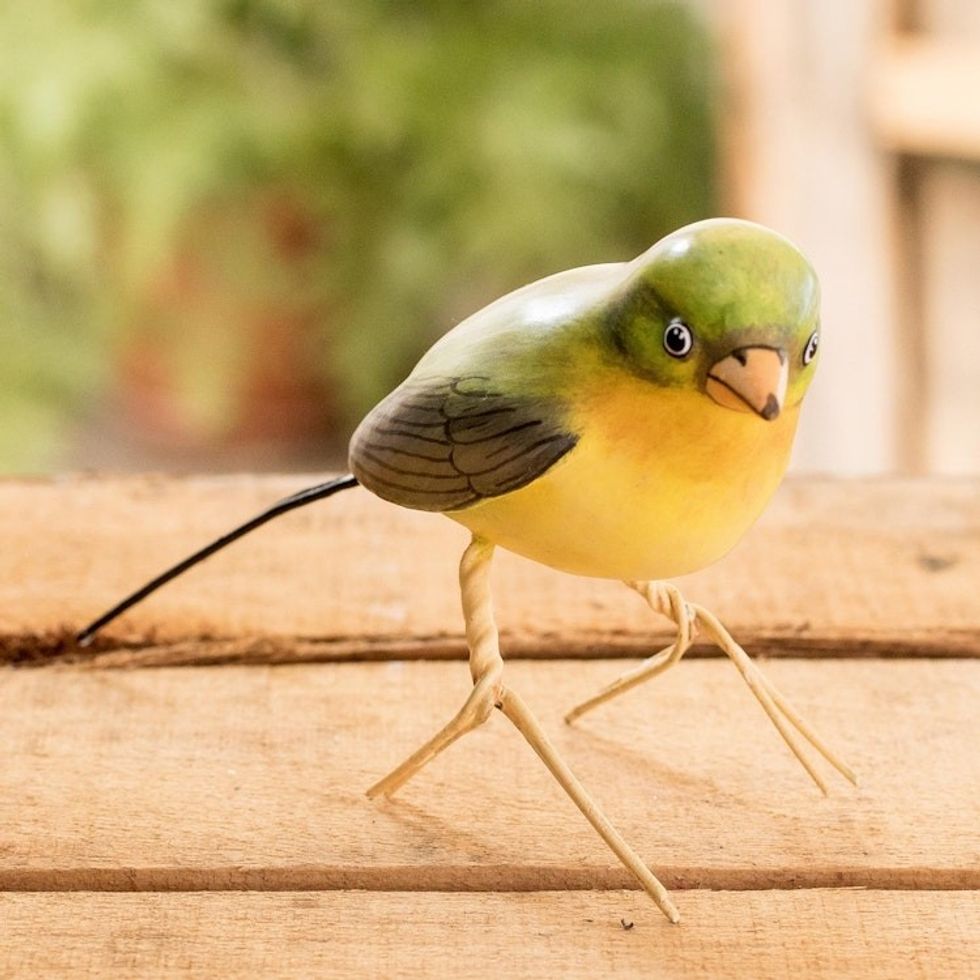 Handmade Bird Ceramic Sculpture 'Manakin'