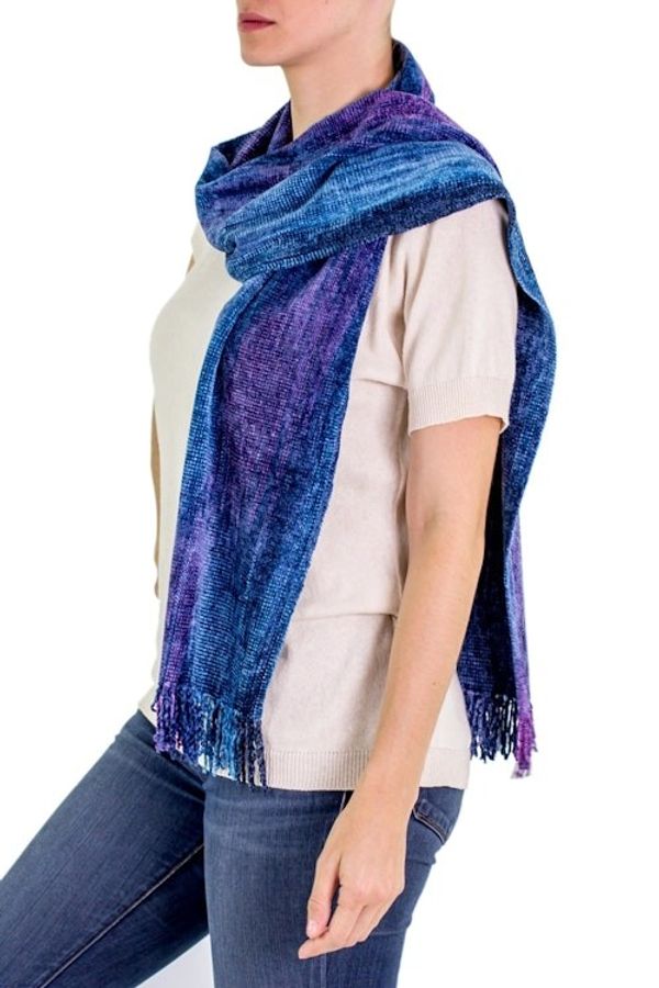 Alternate image for Bamboo Rayon Chenille Scarf Handwoven Winds of Atitlan