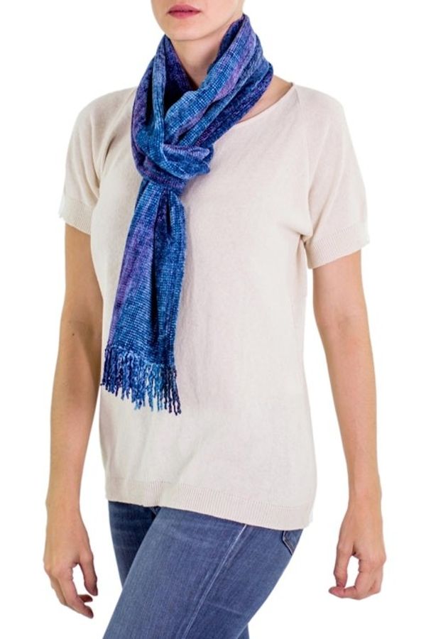 Alternate image for Bamboo Rayon Chenille Scarf Handwoven Winds of Atitlan