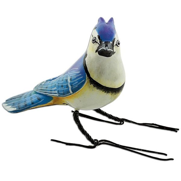 Alternate image for Hand Painted Blue Jay Ceramic Bird Figurine from Guatemala Blue Jay