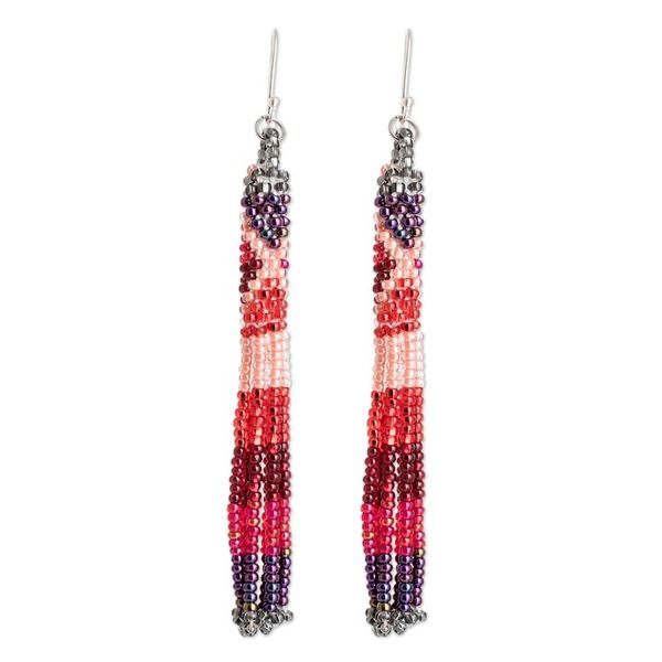 Alternate image for Red and Rose Crystal and Glass Beaded Waterfall Earrings Red Rose Waters