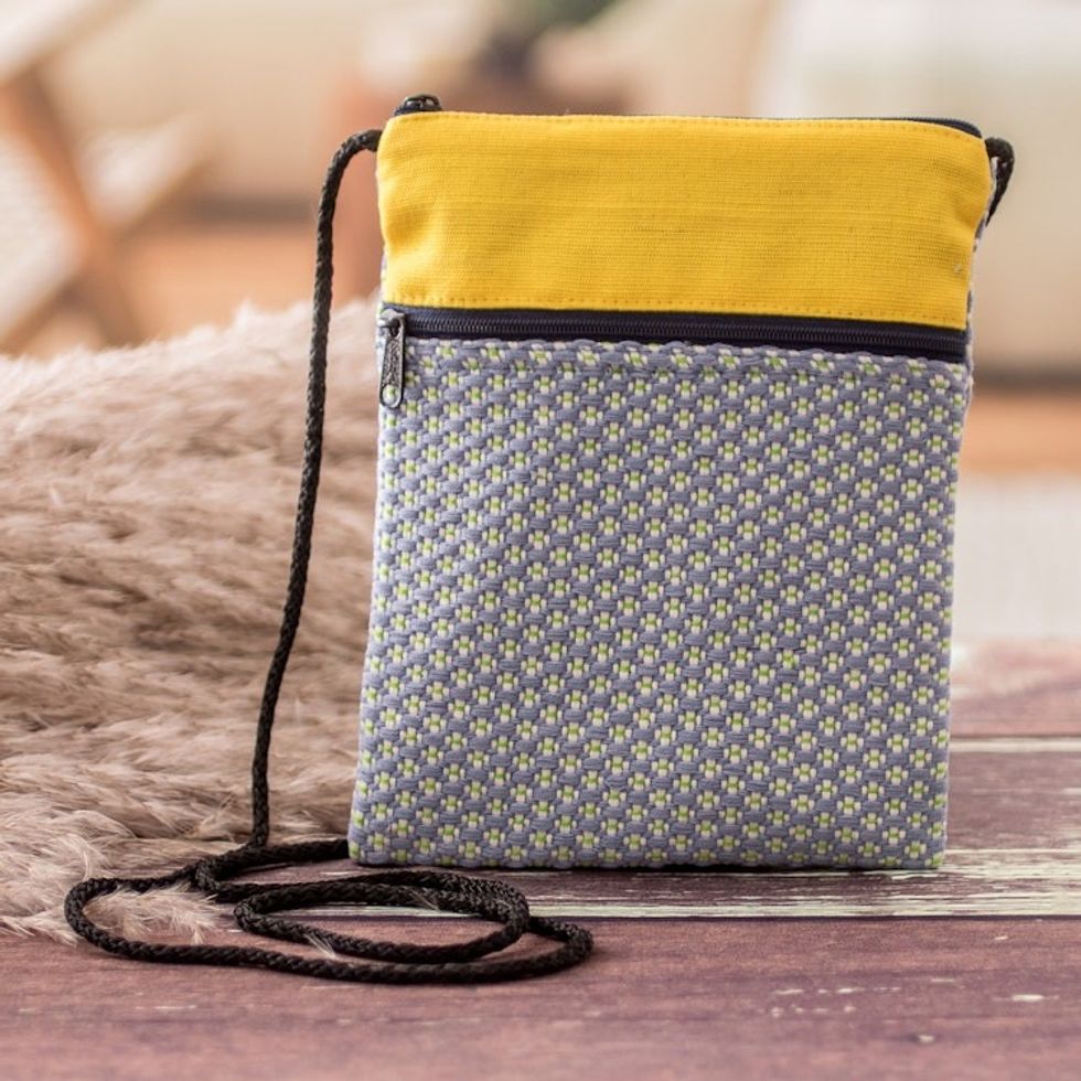 Embroidered Floral Patterned Cotton Sling in Jonquil 'Spring Sunshine'