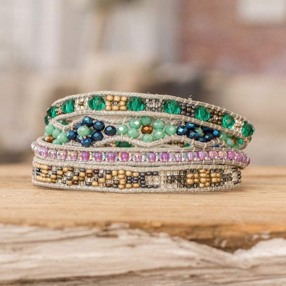 Handcrafted Beaded Positive Energy Long Wrap Bracelet 'Kind Soul'