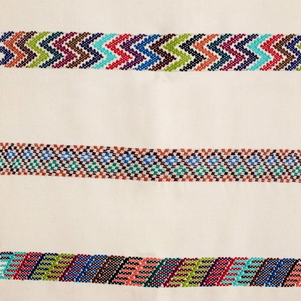Alternate image for Handloomed Striped Ivory Cotton Table Runner with Fringes Route to the Sky