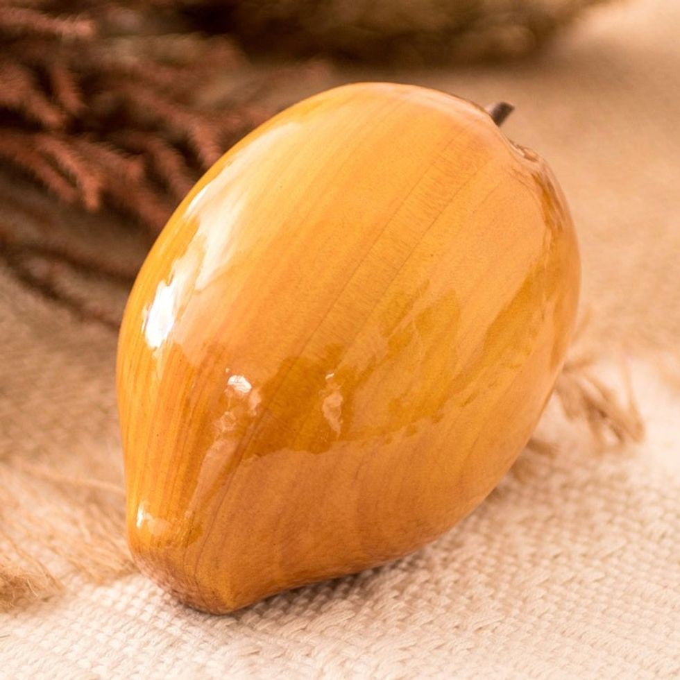 Guatemalan Cypress Wood Lemon Sculpture 'Limn'