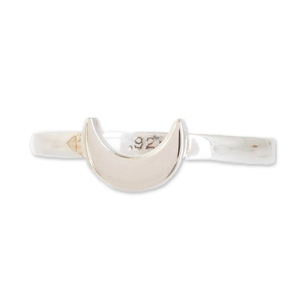 Alternate image for High-Polished Moon-Themed Sterling Silver Band Ring Dazzling Night