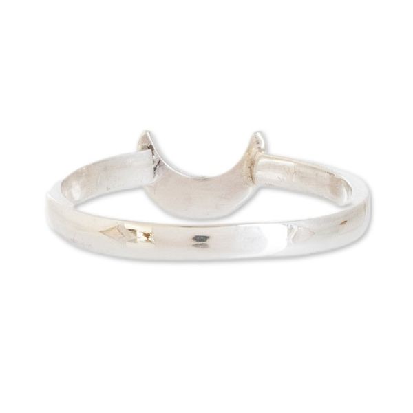 Alternate image for High-Polished Moon-Themed Sterling Silver Band Ring Dazzling Night