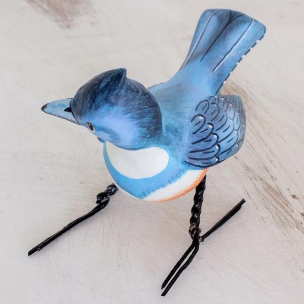 Alternate image for Hand Sculpted, Hand Painted Ceramic Kingfisher Figurine Kingfisher