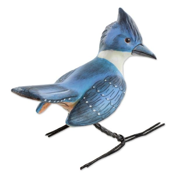 Alternate image for Hand Sculpted, Hand Painted Ceramic Kingfisher Figurine Kingfisher