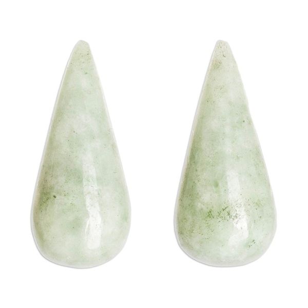 Alternate image for Minimalist Bright Green Jade Button Earrings from Guatemala Vital Dew