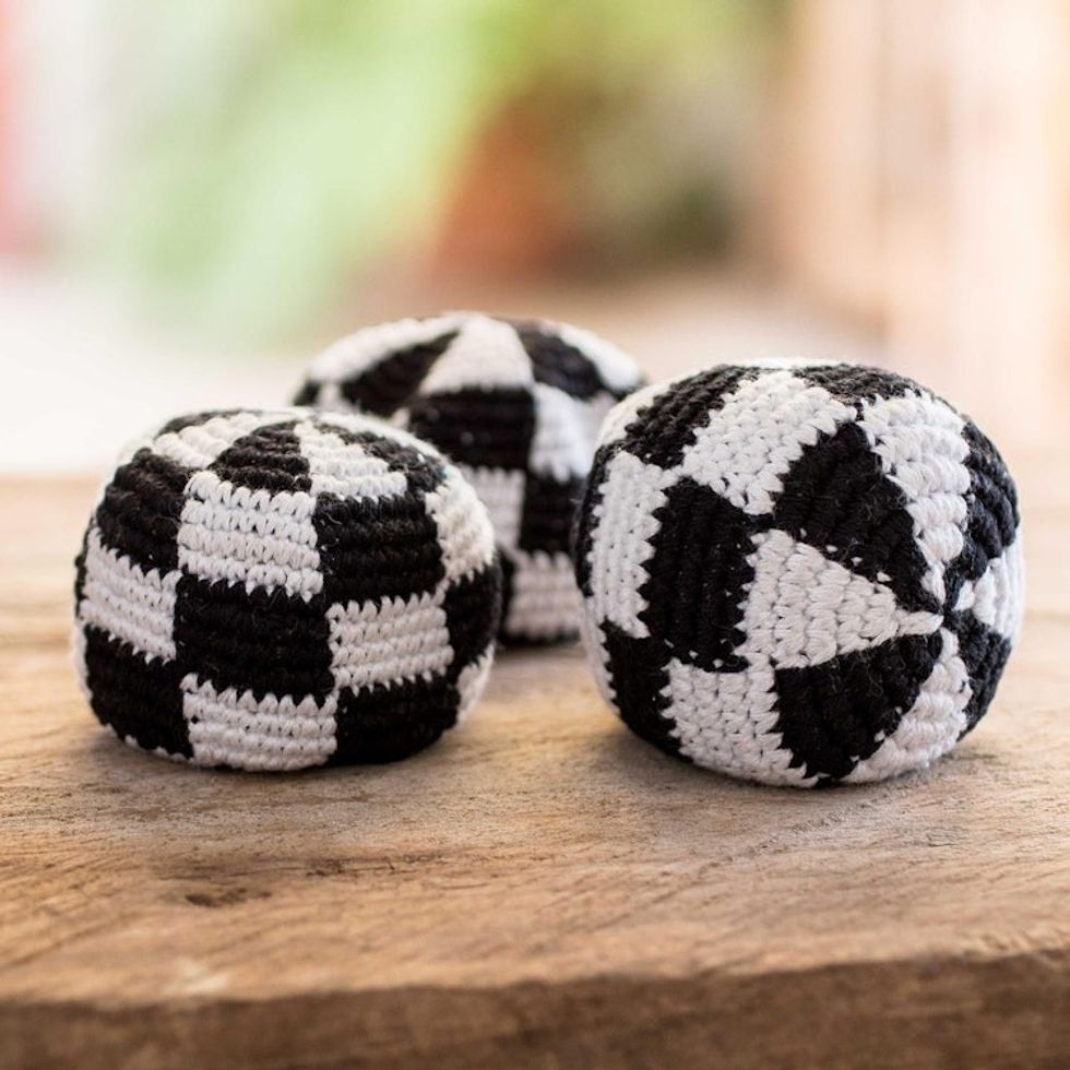 Black and White Check Hacky Sacks Set of 3 'Checkers'
