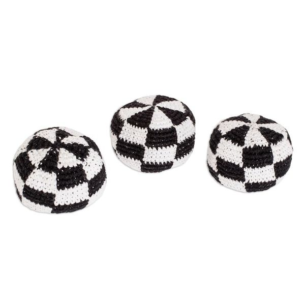 Alternate image for Black and White Check Hacky Sacks Set of 3 Checkers