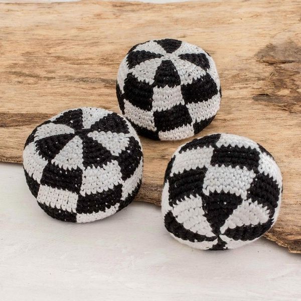 Alternate image for Black and White Check Hacky Sacks Set of 3 Checkers