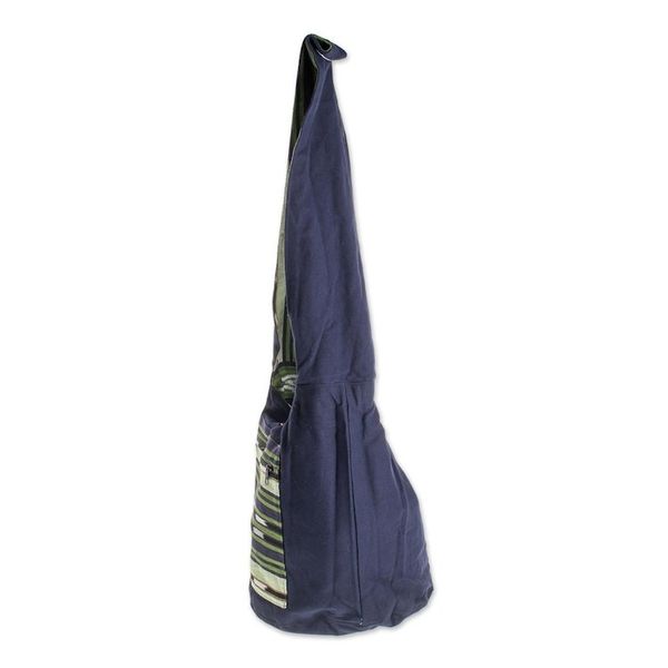 Alternate image for Handwoven Geometric Cotton Bucket Bag in Green Verdant Paths