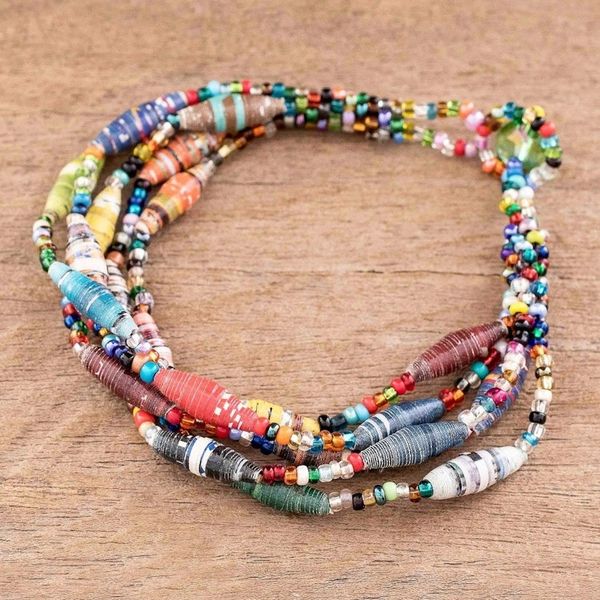 Alternate image for Multicolored Paper Beaded Bracelet Bonds of Friendship 