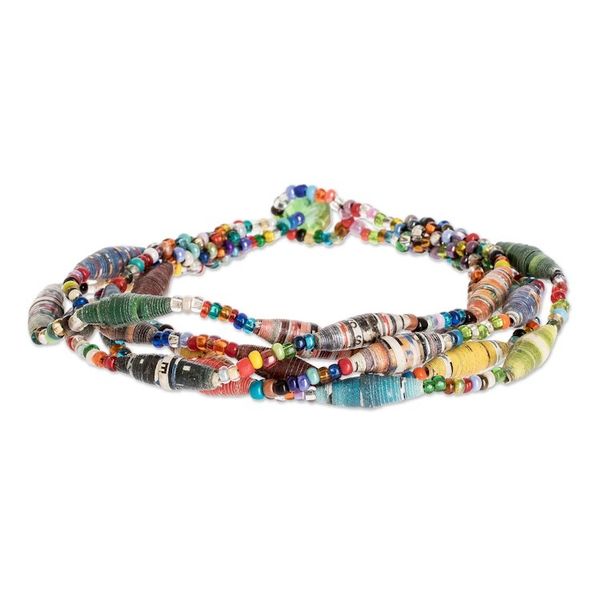 Alternate image for Multicolored Paper Beaded Bracelet Bonds of Friendship 