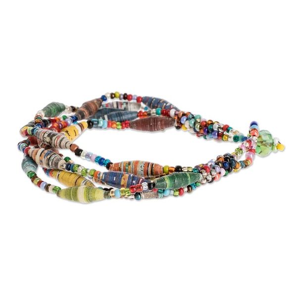 Alternate image for Multicolored Paper Beaded Bracelet Bonds of Friendship 
