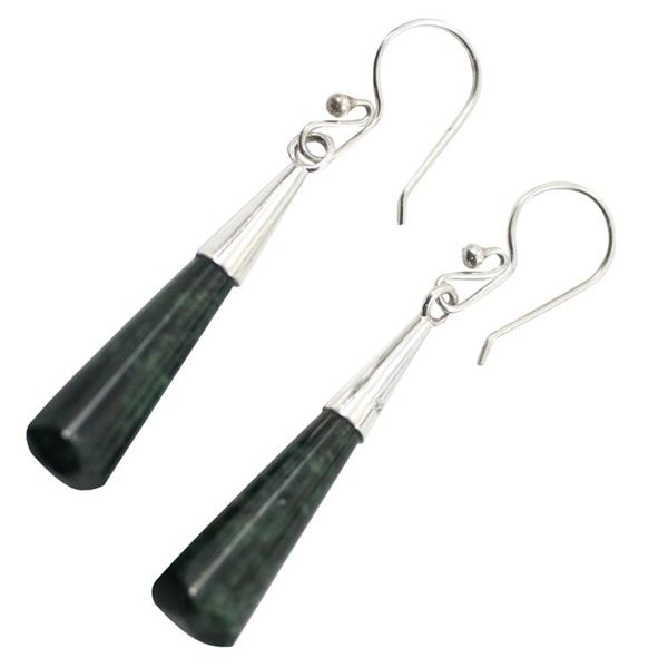 Alternate image for Handcrafted Sterling Silver Dangle Jade Earrings Faceted Green Droplet