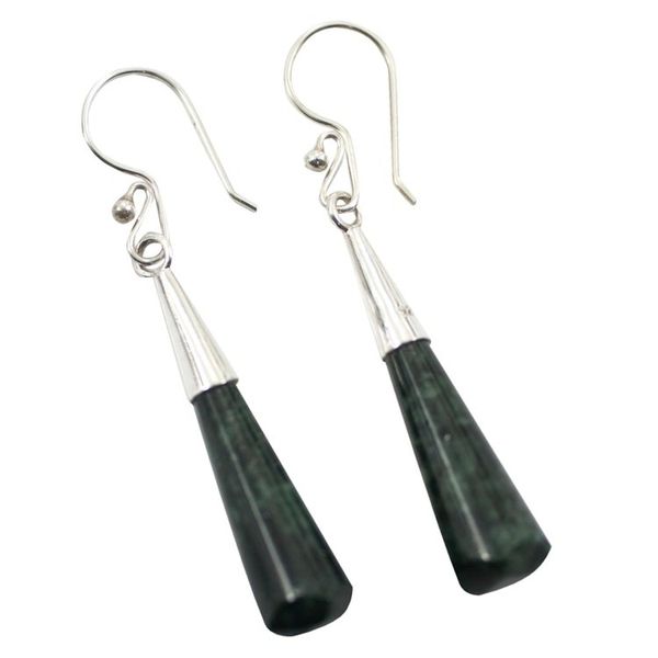 Alternate image for Handcrafted Sterling Silver Dangle Jade Earrings Faceted Green Droplet