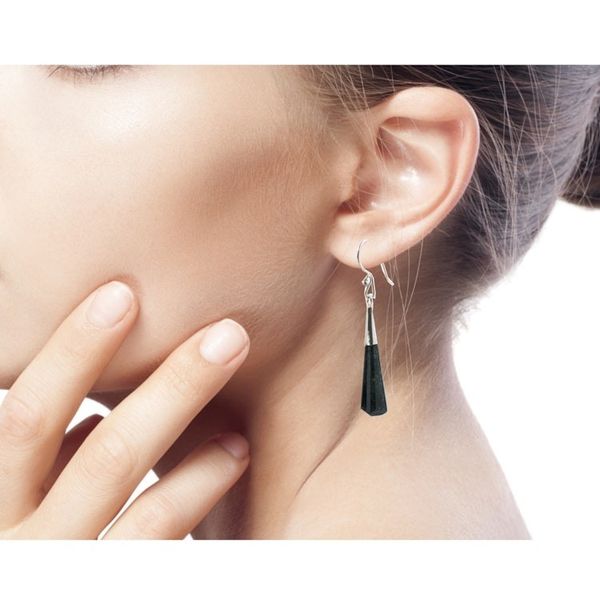 Alternate image for Handcrafted Sterling Silver Dangle Jade Earrings Faceted Green Droplet