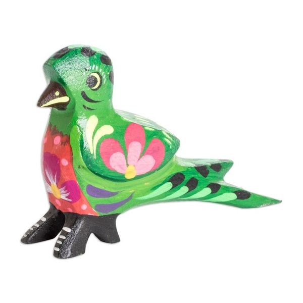 Alternate image for Hand-Painted Wooden Figurine of Guatemalan Quetzal Bird Icon of Guatemala