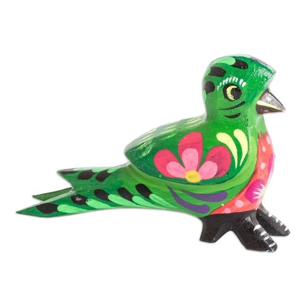 Alternate image for Hand-Painted Wooden Figurine of Guatemalan Quetzal Bird Icon of Guatemala