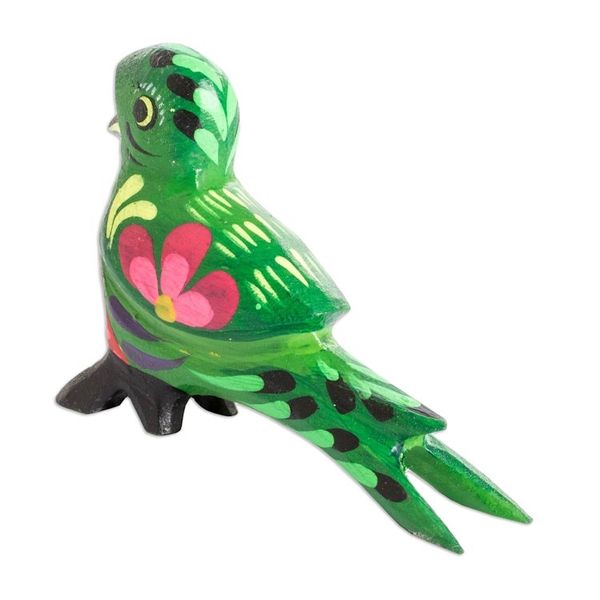Alternate image for Hand-Painted Wooden Figurine of Guatemalan Quetzal Bird Icon of Guatemala