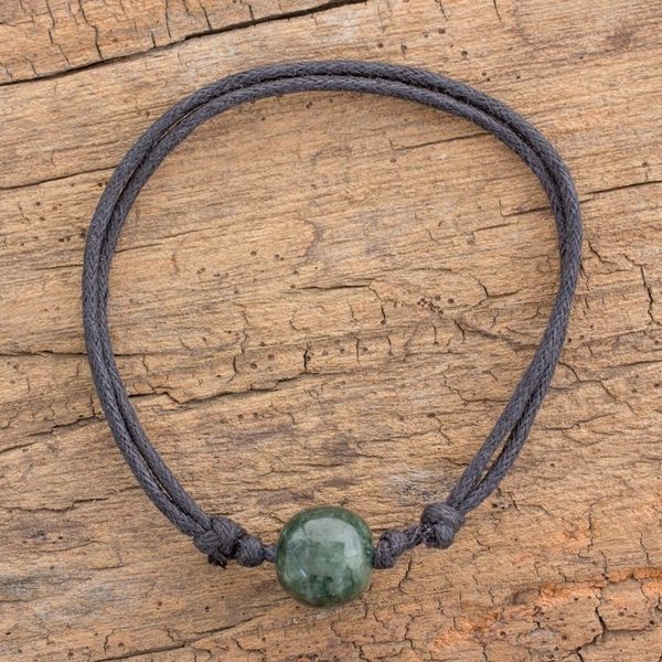 Alternate image for Adjustable Dark Green Jade Pendant Bracelet from Guatemala Simple Life in Dark Green
