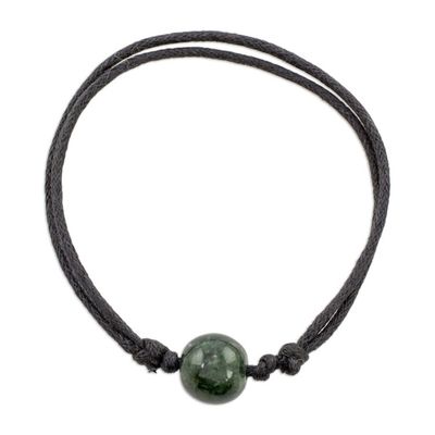 Alternate image for Adjustable Dark Green Jade Pendant Bracelet from Guatemala Simple Life in Dark Green