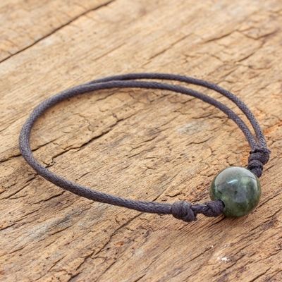 Alternate image for Adjustable Dark Green Jade Pendant Bracelet from Guatemala Simple Life in Dark Green